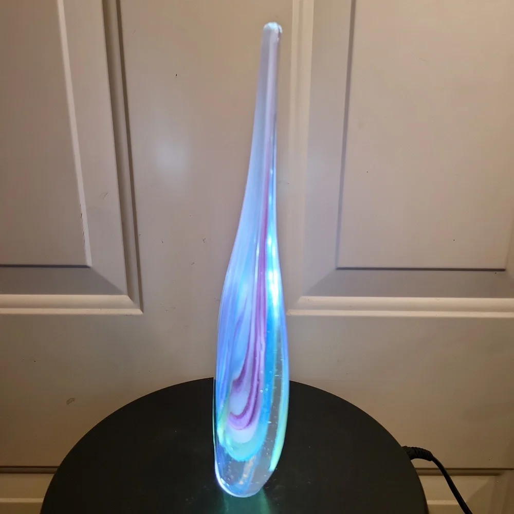Art Glass Teardrop Sculpture Vintage 10 5/8